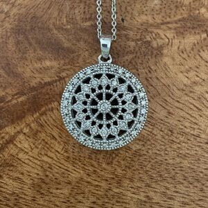Effy 14k White Gold Pave Diamond Disc Pendant Necklace